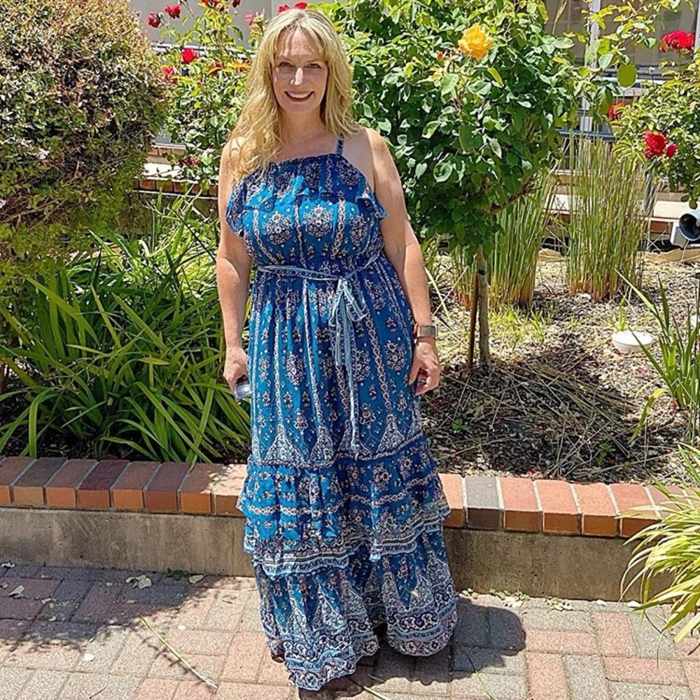 NWT ANTHROPOLOGIE SASHA RUFFLE MAXI DRESS - Picture 15 of 16